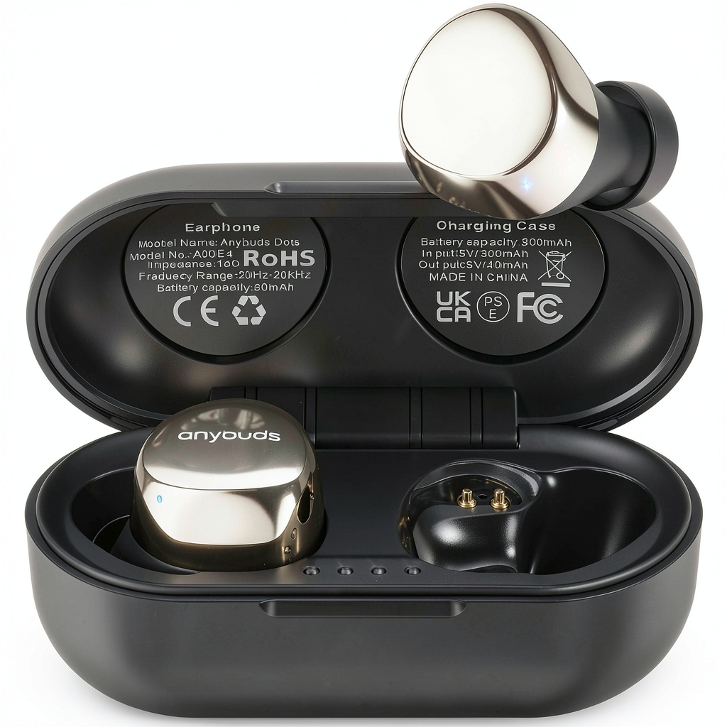 TOZO Mini Earbuds in black and gold colors displayed with charging case