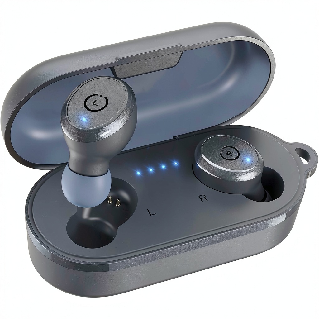 TOZO T10S wireless earbuds in charging case with color options