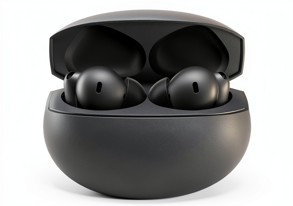 OnePlus Buds 4 earbuds in Storm Gray color on a charging case