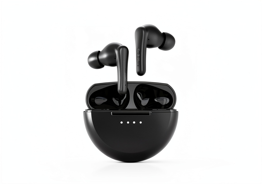 Belkin SoundForm Rhythm True Wireless Earbuds in black with charging case